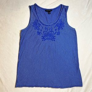 Banana Republic Striped and Embroidered Tank Top